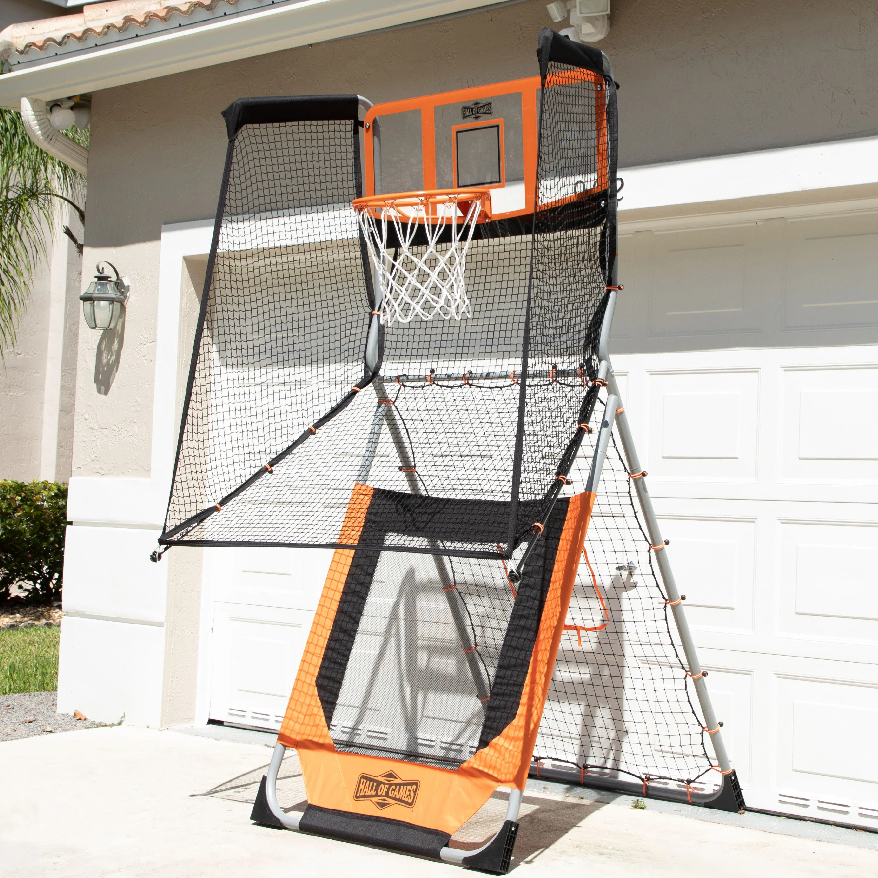 Hall Of Games Outdoor 2-in-1 Basketball And Baseball Pitchback Training Game