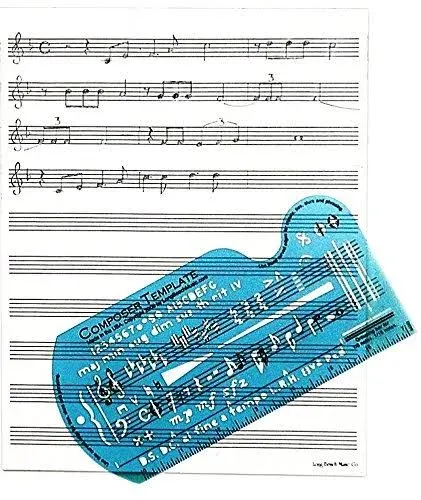 Song Writer's Composing Template Stencil for Music Notes & Symbols with Manuscript Staff Paper Tablet