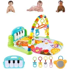 Baby Gym Play Mat Activity Center, Kick and Play Piano Gym Mat with Music and Lights, Gifts for Baby Newborn Toddler Infants Boys Girls