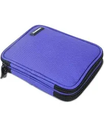 Damero Crochet Hook Case, Travel Storage Bag for Various Crochet Needles and Accessories, Lightweight and Compact, Easy to Carry, Medium, Blue Dots (No Accessories Included)