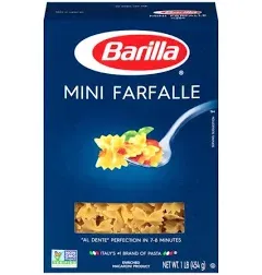 Barilla Mini Farfalle Pasta, 16 oz. Box (Pack of 12) - Non-GMO Pasta Made with Durum Wheat Semolina - Kosher Certified Pasta