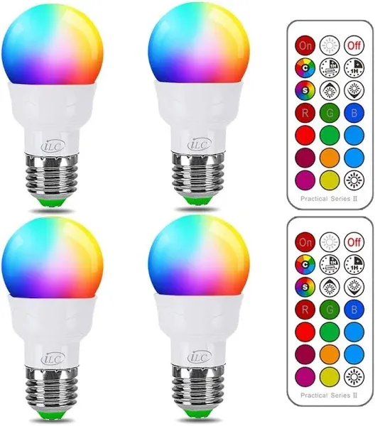 RGB LED Light Bulb, Color Changing 40W Equivalent, Daylight White, 450LM Dimm...