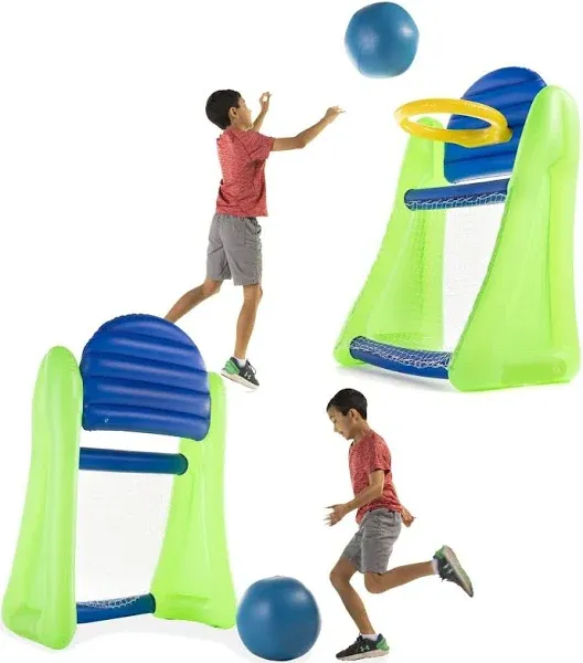 Giant Double-Sided Inflatable Aim 'n Score Basketball and Soccer Game