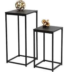 Honey-Can-Do Steel Nesting Square Side Tables, Black (Set of 2)