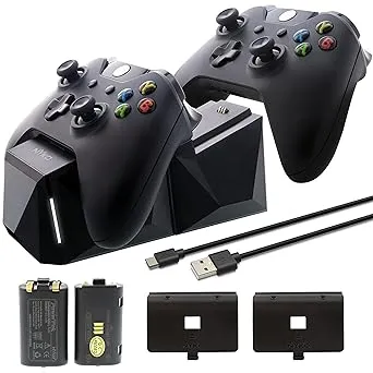 Nyko Power Kit Plus for Xbox One - Rechargeable Battery Kit with 2 Batteries, Micro-USB Charge Cable – Not compatible with Xbox S/X – Not compatible with Xbox controllers with a home button