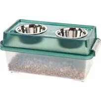 Medium Elevated Dog Food Bowl with Airtight Pet Food Storage Container, Green