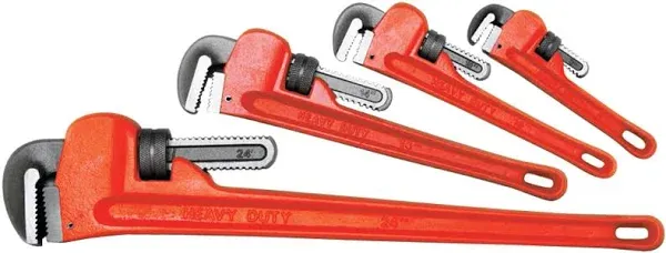 Performance Tool W1136 4pc Heavy-Duty Adjustable Straight Pipe Wrench (8, 10, 14 & 24-Inch)