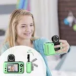 ZMKHJJG Kids Camera, Kids Digital Camera with Flip Lens, HD Digital Video Cameras for Toddler,Christmas Birthday Gifts and Portable