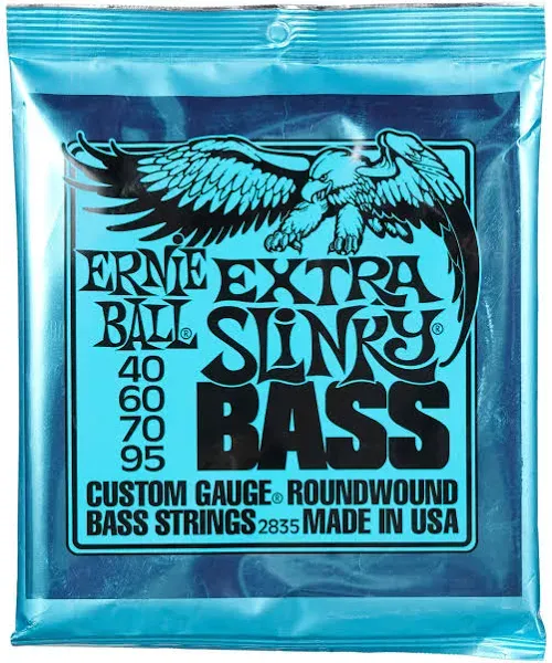 Ernie Ball Extra Slinky Nickel Wound Bass Guitar Strings, 40-95 Gauge (P02835)