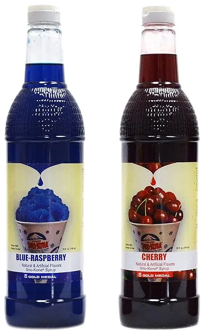 Concession Essentials Snow Cone Syrup Cherry & Blue Raspberry 25 fl oz (Pack of 2)