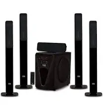 Acoustic Audio AAT5005 Bluetooth Tower 5.1 Home Theater Speaker System with Digital Optical Input and 8" Powered Subwoofer