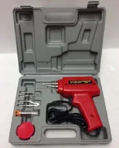 100W 5Pc Soldering Gun Kit: Cutter: Flux: Solder: Case