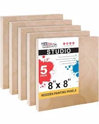 U.S. Art Supply 8" x 8" Birch Wood Paint Pouring Panel Boards