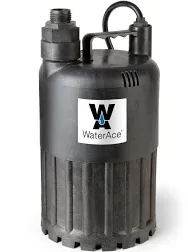 WaterAce WA80UP Submersible Utility Pump, 1/2 HP, Black 0.5 HP