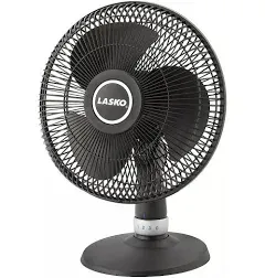 Lasko 12 Inch Adjustable Air Oscillating Desk Table Fan, 3 Speed Portable Black