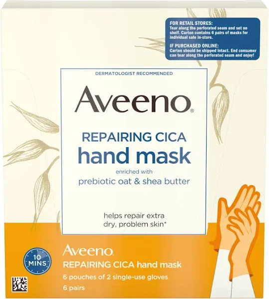 Aveeno Repairing Cica Hand Mask with Prebiotic Oat and Shea Butter