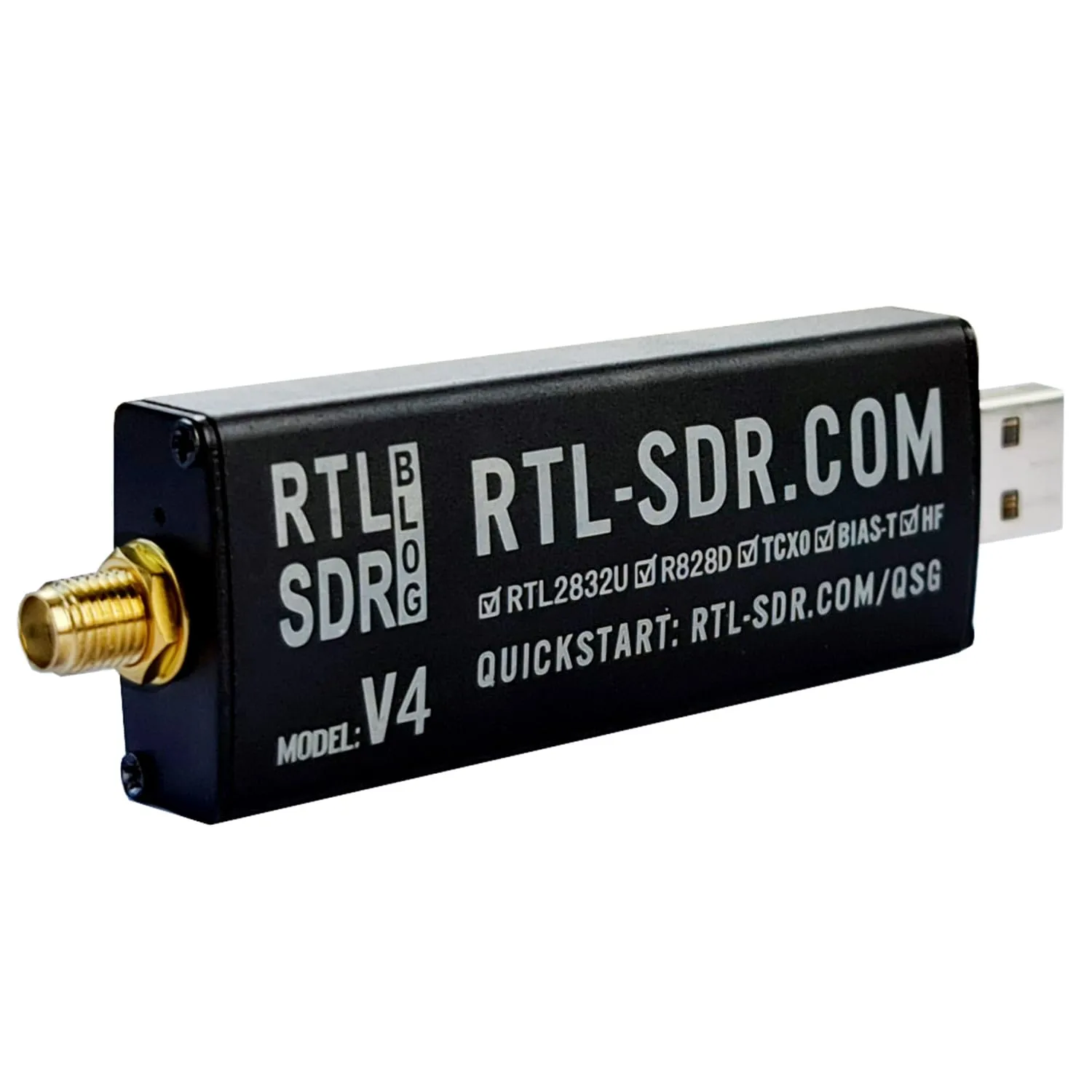 RTL-SDR Blog V4 R828D RTL2832U 1PPM TCXO HF Bias Tee SMA Software Defined Radio with Dipole Antenna Kit