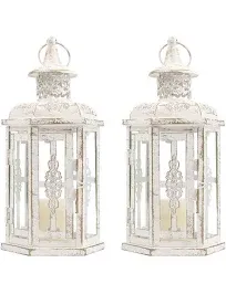 Decorative Lanterns-10Inc<wbr/>h High Vintage Style Hanging Lantern, Metal Candleholde