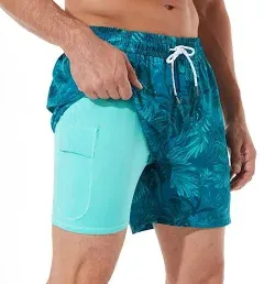 BRISIRA Mens Swim Trunks Bathing Suit 5 Inch Inseam Compression Liner Beach Swim Shorts Swimwear Quick Dry Zipper Pocket