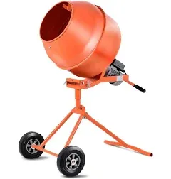 Stark USA 1/2hp 5.0 CU FT Portable Electric Concrete Cement Mixer Barrow Machine Mixing Mortar for Stucco Mortar Seeds Fodder with Handle Stand and Wheel, Orange