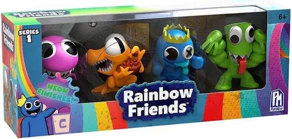 Rainbow Friends - Neon Minifigure 4-Pack (Four 2.5" Collectible Figures, Series 1)