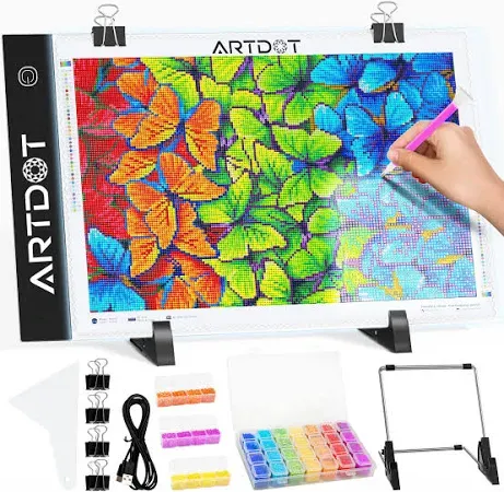 A4 LED Light Pad for Diamond Painting Kits for Adults, USB Powered Adjustable Br