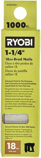 RYOBI 1,000 PC. 1-1/4" 18GA Brad Nails - A1021801