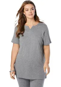 Roaman's Plus Size Women's Notch-Neck Soft Knit Tunic