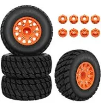 GLOBACT RC Truck Tires for 1/10 Scale Arrma Senton Tires Slash Tires Axial Redcat Rc4wd Hex Detachable Replacement 14mm 12mm RC Wheels and Tires