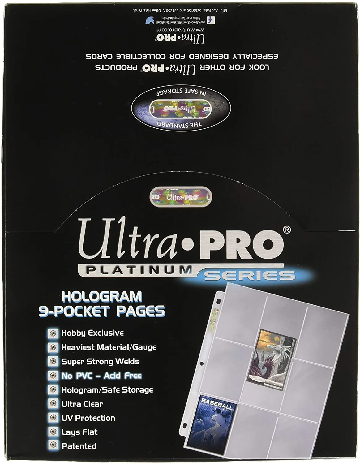 100 ULTRA PRO PLATINUM 9-POCKET Card Pages Sheets Protectors 1 box 209D baseball