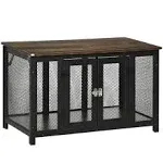 Heavy-Duty Large Dog Crate Furniture with Spacious Interior, Big Dog Crate End Table, Puppy Crate for Medium Dogs, Pet Kennel, Brown/Black