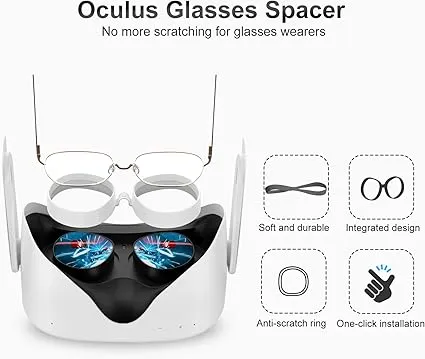 SUPERUS Lens Protector Compatible with Oculus/Meta Quest 2, Glasses Spacer - Anti-Scratch VR Accessories to Prevent Your Glasses from Scratching VR Lenses (Black)