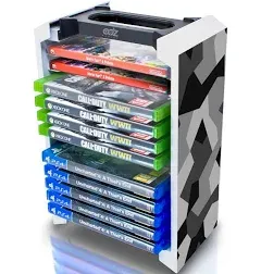 Camo PS5 Game Holder Storage Tower PS5 PS4 PS3 Xbox One Series X &amp; Blu-Ray discs