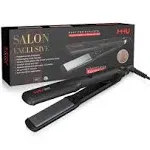 Hair Straightener and Curling Iron with Adjustable Temperature,1.25 Inch Wide Dual Voltage Floating Ceramic Plate 2 in 1 Flat Iron with Auto Shut Off