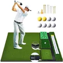 3-in-1 Golf Mat Set 5 ft x 4 ft Golf Practice Hitting Mat Golf Mats Practice Indoor Outdoor with 3 Interchangeable Inserts and Golf Ball Storage Zone