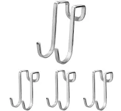 4 Pack Over Cabinet Drawer Double Hooks Stainless Steel Multiple Use Narrow Door