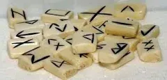 Casting Magic Water Buffalo Bone Elder Futhark Rune Stone Set