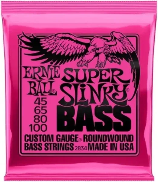 Ernie Ball 2834 Super-Slinky Electric Bass Guitar Strings (45 - 100)