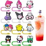 Anime Straw Covers Cap for Cup Straw Accessories, Cartoon Straw Protectors Ti...