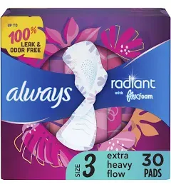 Always Radiant Feminine Pads For Women Size