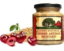 Cherry Artisan Mustard - Michigan Tart Cherries - Mild and Sweet Condiment - 9 oz Jar