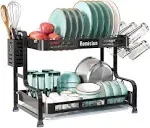 Dish Drying Rack for Kitchen Counter, 2 Tier Large Dish Drainers with Cup Holder