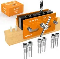 Self Centering Dowel Jig Kit, Doweling Drill Jig for Straight Holes with 6 Drill