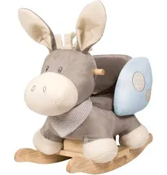 Nattou Rocking Horse & Plush Toy Bundle: Cappuccino The Donkey Rocker & Tim The Horse - Safe, Soft, and Stimulating Toys for Babies 10-36 Months