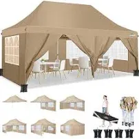 COBIZI 10x20ft Pop Up Canopy Tent with 6 Removable Sidewalls, Easy Up Commercial Canopy, Waterproof and UV50+ Gazebo with Portable Bag