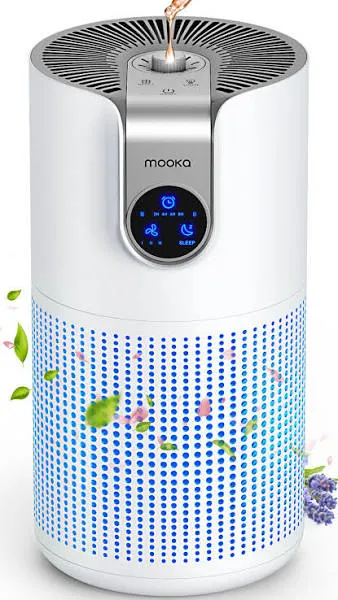 Air Purifier for Home Large Room up to 1500Ft² MOOKA HEPA Aromatherapy 15Db Whit