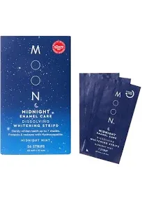 MOON Midnight Teeth Whitening Strips with HA Hydroxyapatite, 7 Shades Whiter in 2 Weeks, 28 Treatments with Dissolvable Strips, Enamel-Safe Formula, Gentle on Sensitive Teeth, Vegan, 56 Strips