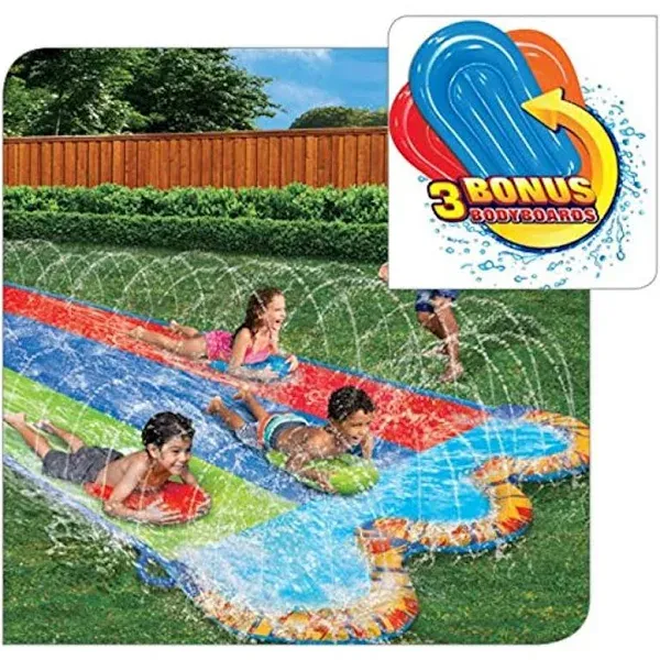 BANZAI Triple Racer Water Slide 3 Racing Lands and Splash Pool