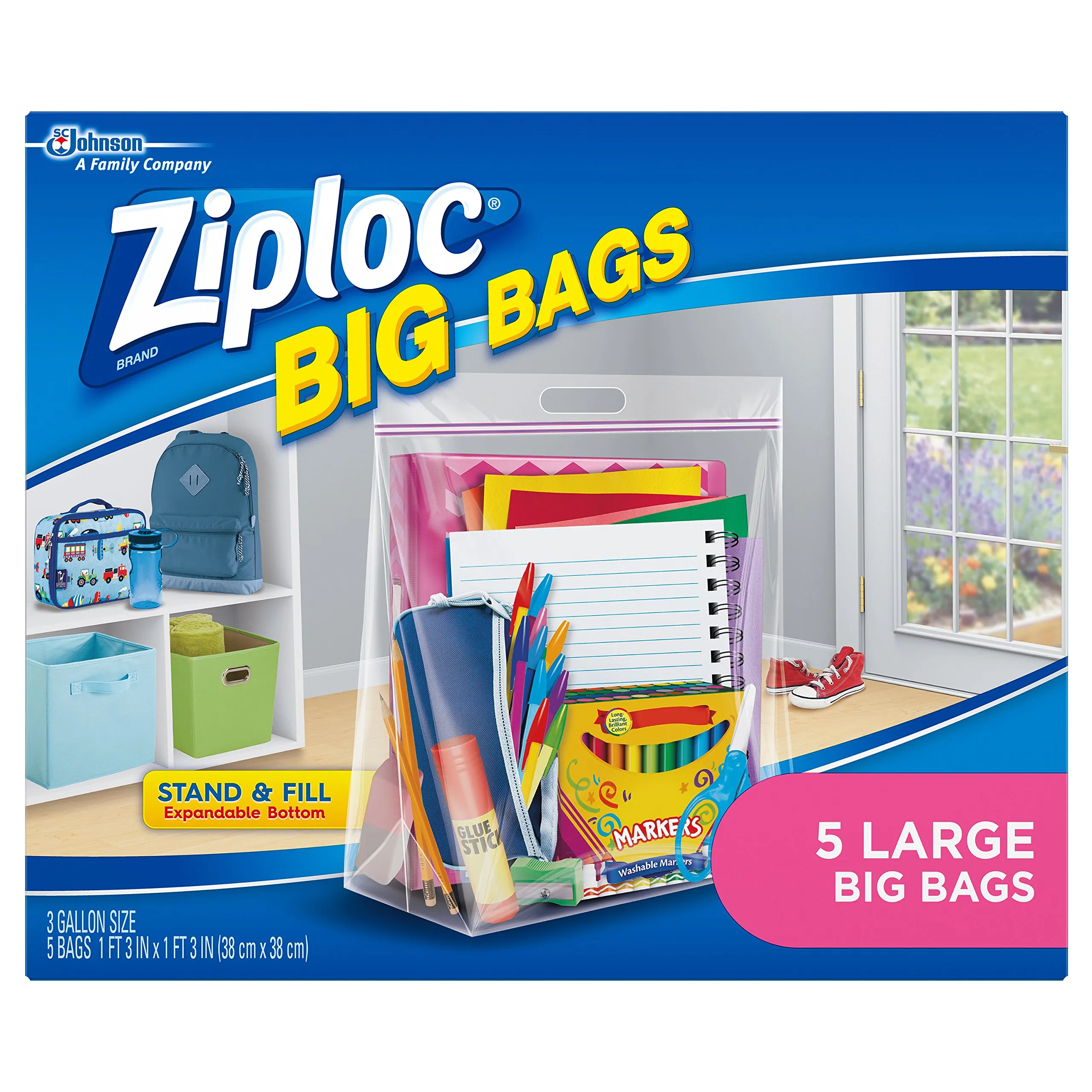 Ziploc Big Bag 3 Gallon Large Storage Bags, (5-Count) 71592  - Two boxes