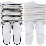 Yeios Hotel Spa Slippers Closed Toe Home Guest Slippers for Adult 20 Pairs for Men and Women White